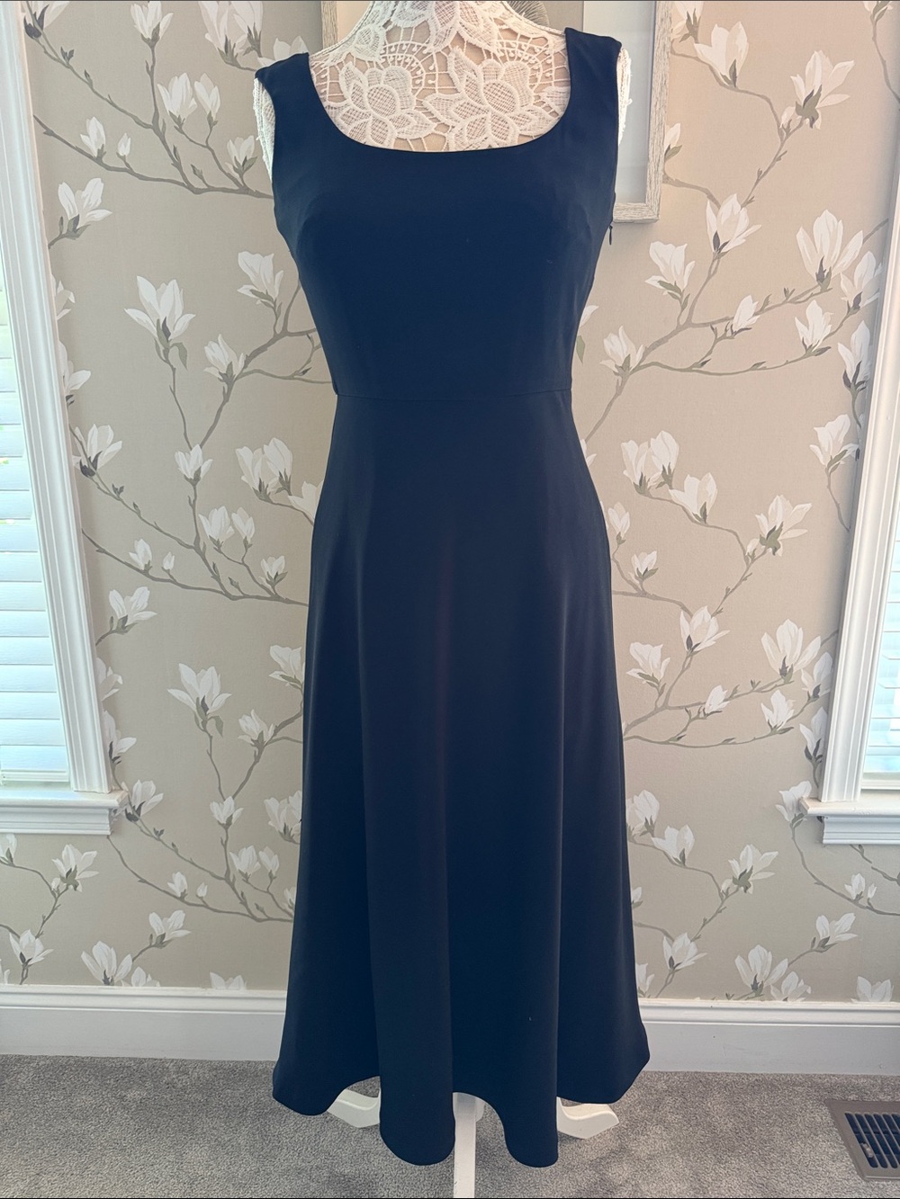 Ralph Lauren Black Rounded Neck Midi Dress